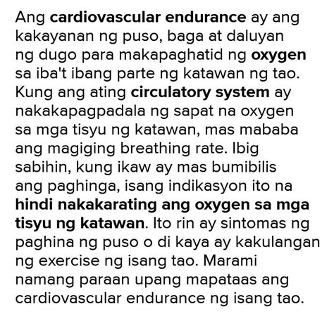 cardiovascular endurance tagalog